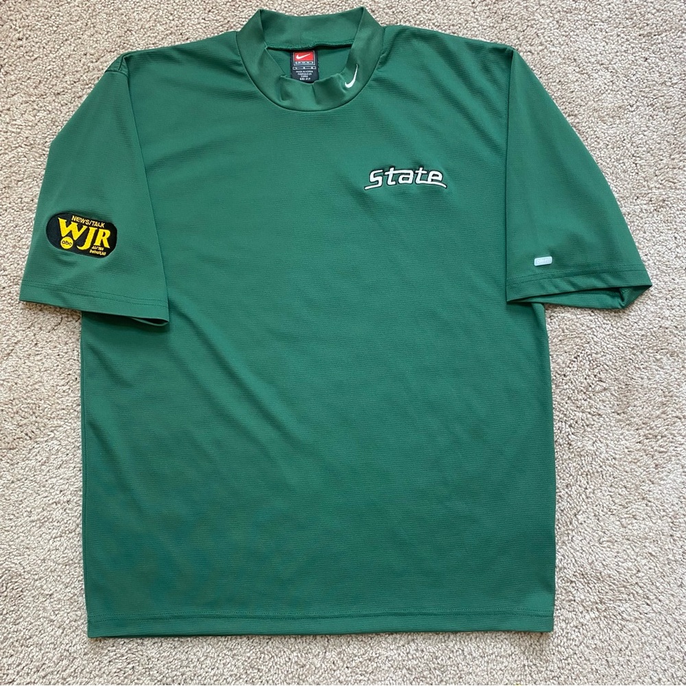 Retro Michigan State University Spartans Nike Mock Neck Short Sleeve Shirt